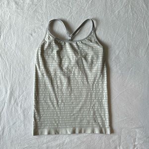 Athleta White and Grey Stripped Tank Top Size L